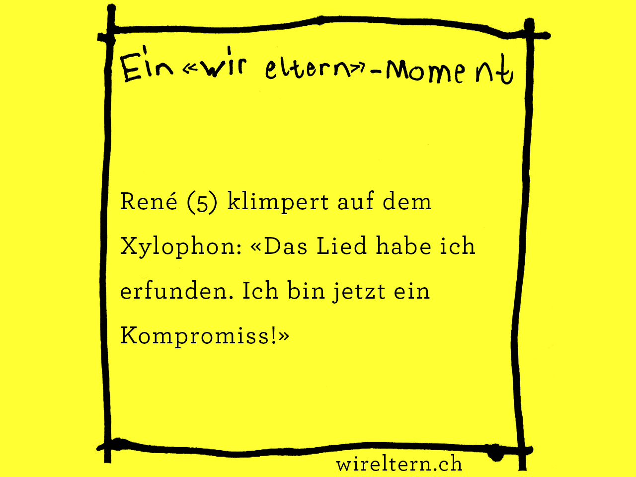 René (5) klimpert auf dem Xylophon: «Das Lied habe ich erfunden. Ich bin jetzt ein Kompromiss!»