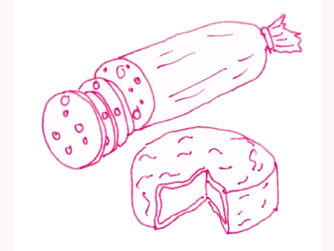 Illustration: Wurst und Weichkäse